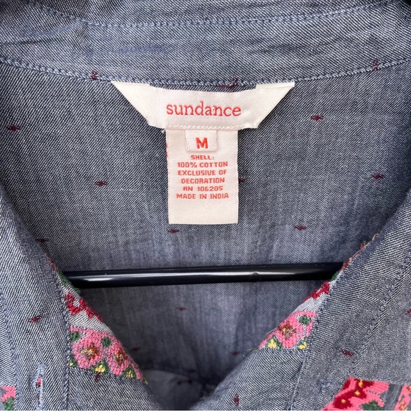 Sundance Nevarre Embroidered Chambray Western Button Down Shirt Sz M - Picture 5 of 16